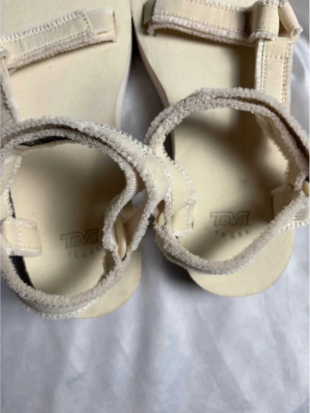 Teva Women's Beige Suede Strap Sandals with Adjustable Velc